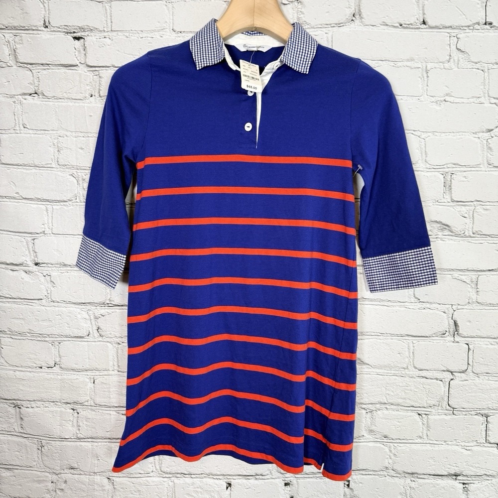 Brooks Brothers Fleece Girls Polo Shirt Dress Size L Striped Gingham Collar Cuff